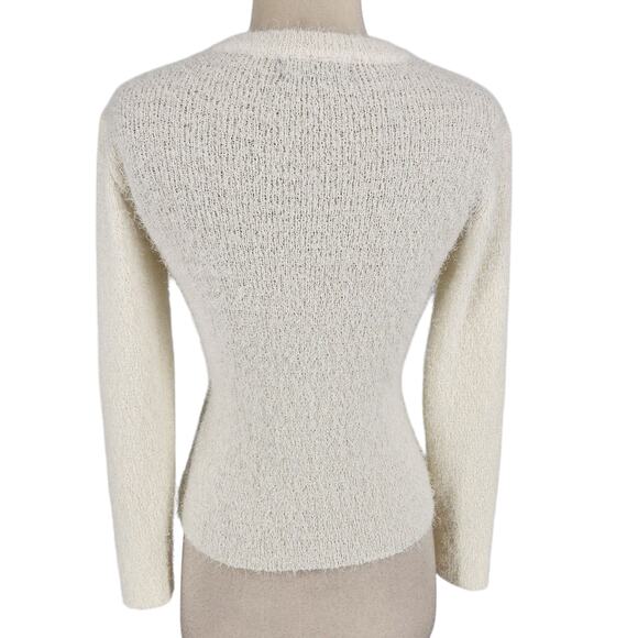 SALE Zalma Spark Eyelash Pullover Sweater WHITE Long Sleeve Size Small - Picture 4 of 5